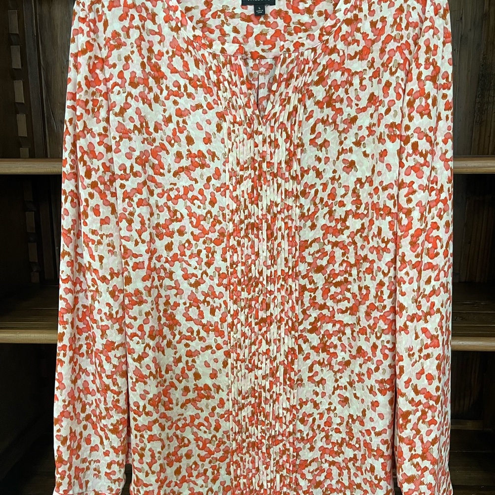 Talbots Orange and White Patterned Blouse